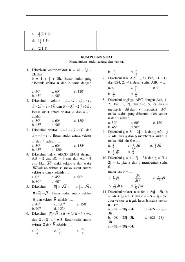 [FULL] Contoh Soal Vektor Matematika Serta Jawaban Smk Kelas 11